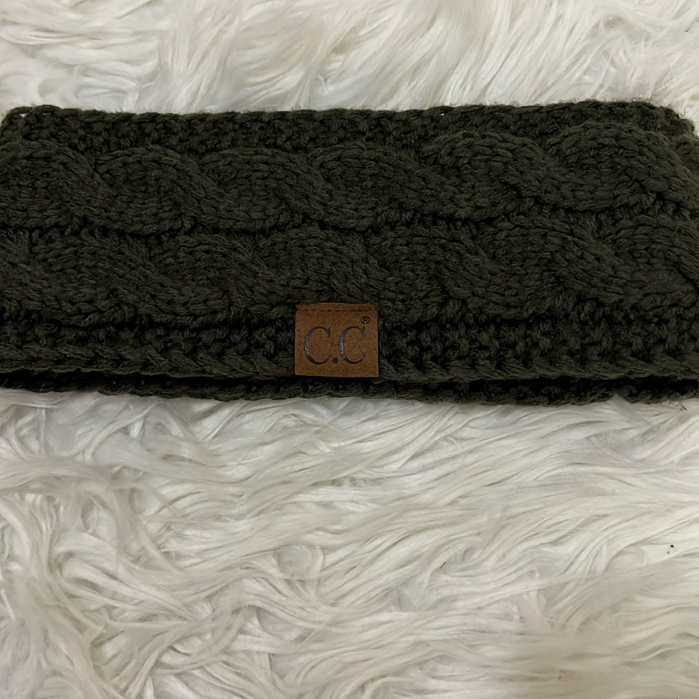 C.C Braided Knit Headband in Forest Green
